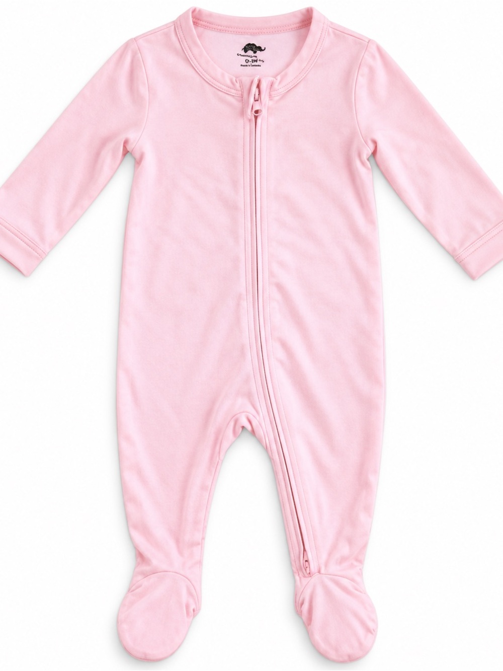 Baby Pink Footed One-Piece Zipper Romper - Soft Everyday Wear